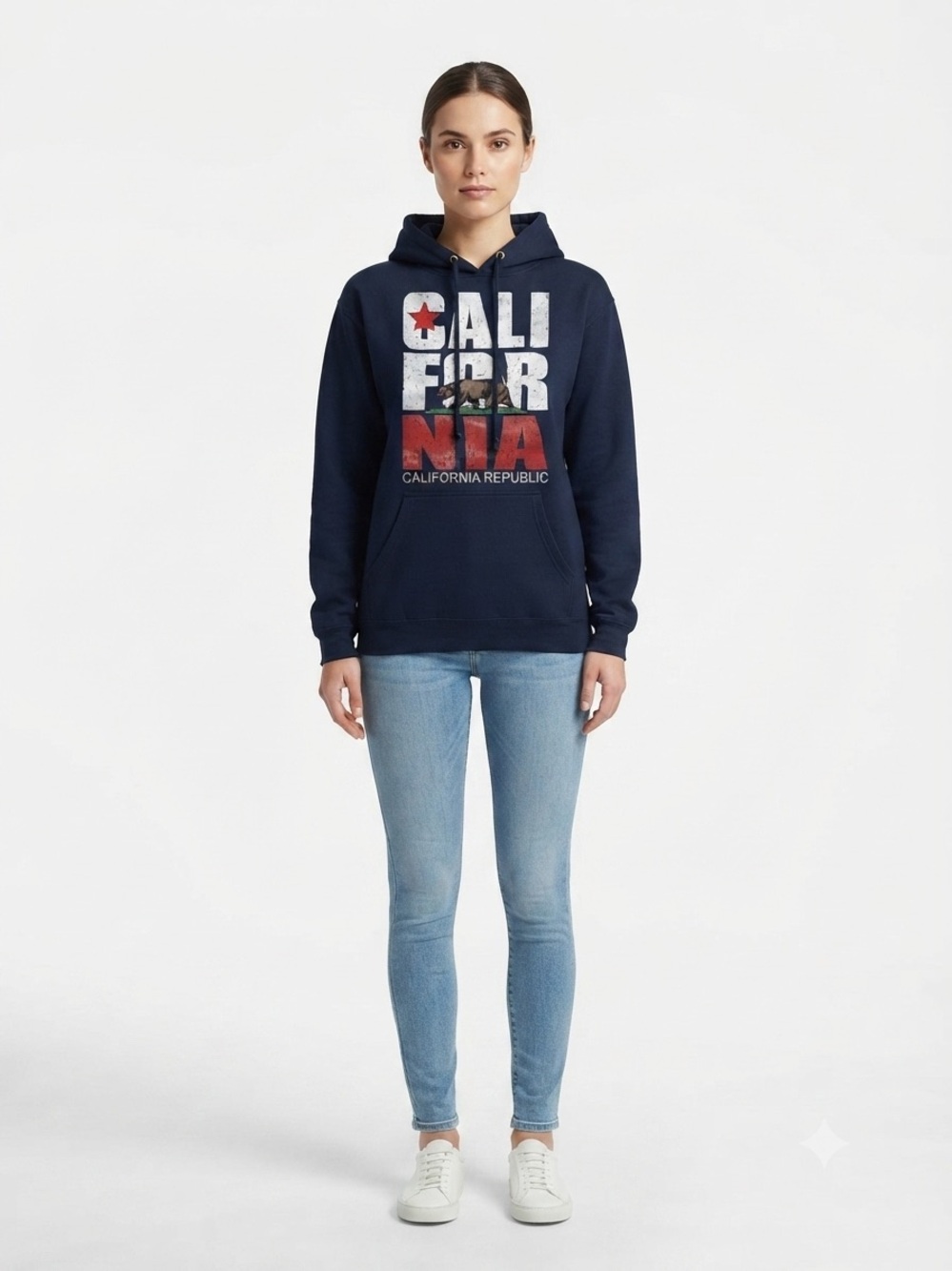Pacific & Co. California Republic Hoodie Navy Blue Pullover Sweatshirt Small